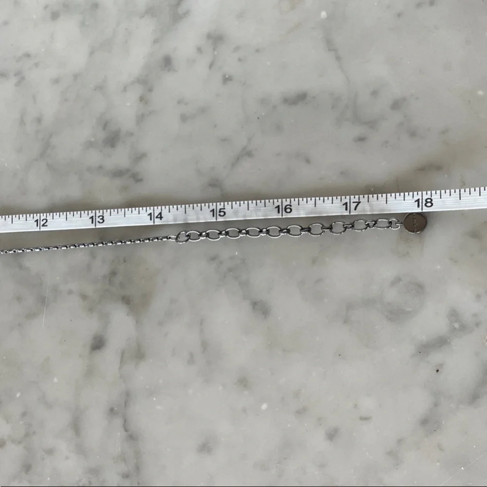 GIVENCHY Silver Gunmetal Necklace Y Drop Blue Crystals Vintage - Picture 15 of 17